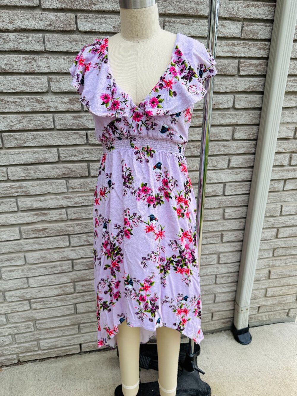 Nanette Lepore Victorian Floral High-Low Dress Cover-Up Open Back Size US Large